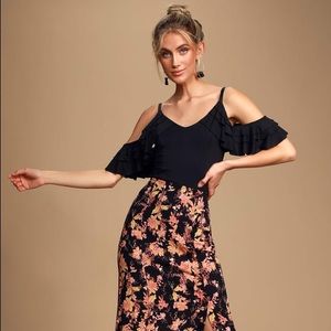 Lulu’s Livin' Easy Black Ruffled Off-the-Shoulder